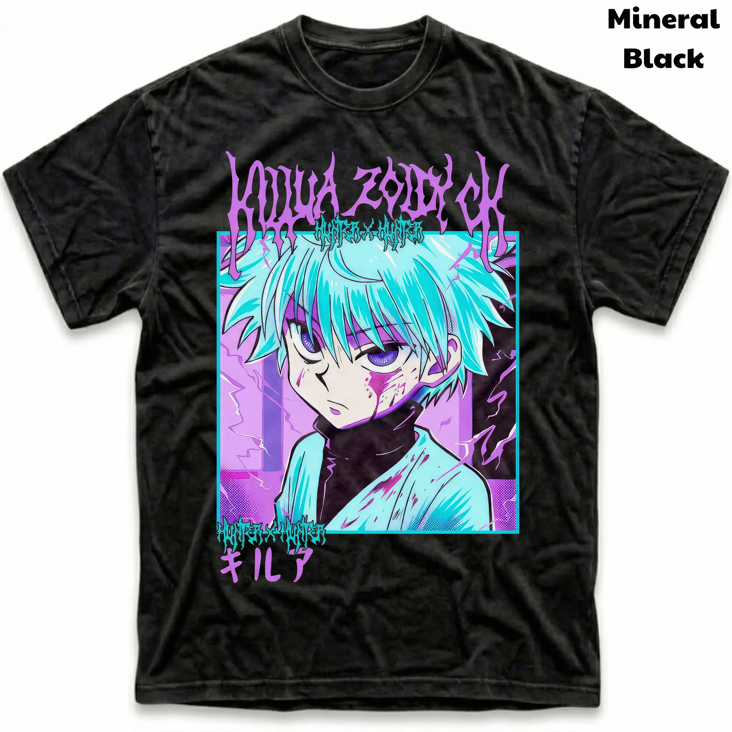 Men's and Women's T-Shirt, Vintage Murderer Zoldyck Killua Graphic Tee, Hunter x Hunter T-Shirt, Unisex Gift Manga Anime Tee, Gothic Grunge Y2K Emo Scene Amity Affliction Style Clothes Menswear Womenswear Streetwear