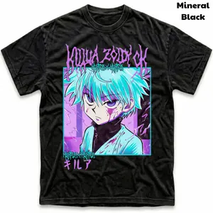Men's and Women's T-Shirt, Vintage Murderer Zoldyck Killua Graphic Tee, Hunter x Hunter T-Shirt, Unisex Gift Manga Anime Tee, Gothic Grunge Y2K Emo Scene Amity Affliction Style Clothes Menswear Womenswear Streetwear