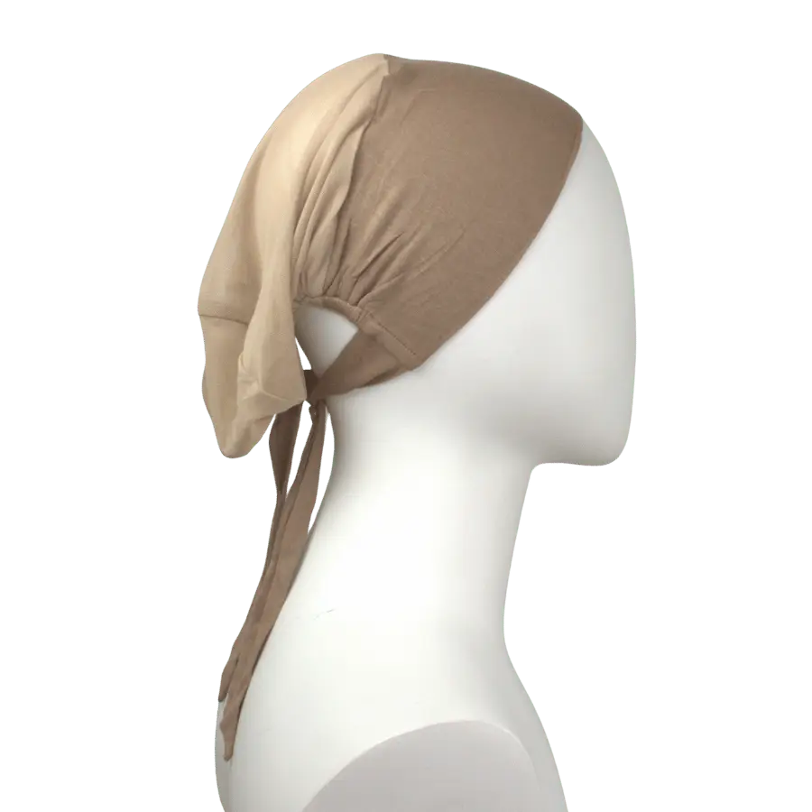 Tie Back Airy Mesh Hijab Caps - Mocha