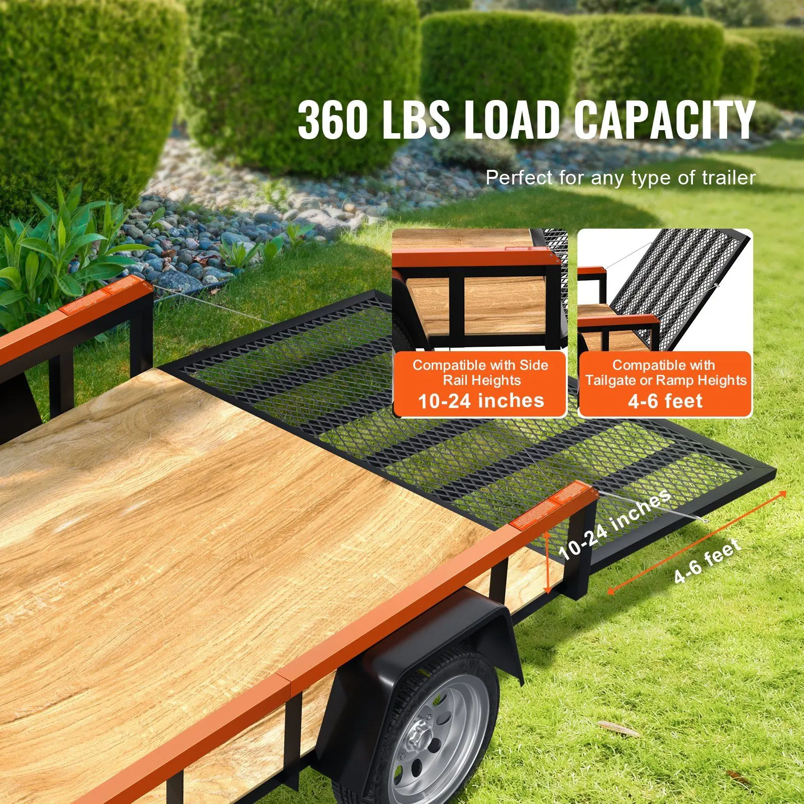 Spring new arrivals 2-Sided Trailer Tailgate Lift Assist, 360 lbs Load Capacity, Compatible with Open Utility Trailer Tailgate and Ramp, with 10 to 24 Inch Heights Side Rail and 4 to 6 Feet Height Tail Gate or Ramp