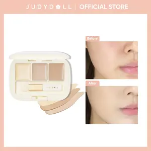 JUDYDOLL Three-Shades Concealer Palette, Under Eye Brightener, Coverage, Delicate Texture, Smooth & Fitting, Waterproof, Soft-Focus, Sweat-Resistant pores, Makeup, Cosmetics, Spring Gift, Refresh Look