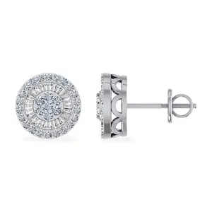 Cluster 10K White Gold & Diamond Stud Earrings