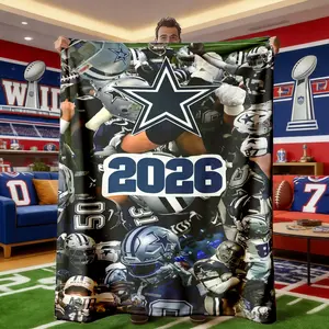 Dallas Cowboys 2026 Commemorative Flannel Throw Blanket, Soft Lightweight Warm, Bedroom Holiday Decor, Bed Sofa Office Camping Travel Gift