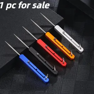 Titanium Alloy Retractable Toothpick Holder, Keychain Card Removal Tool, Three-Stage Adjustable Flosser, Durable & Convenient Design