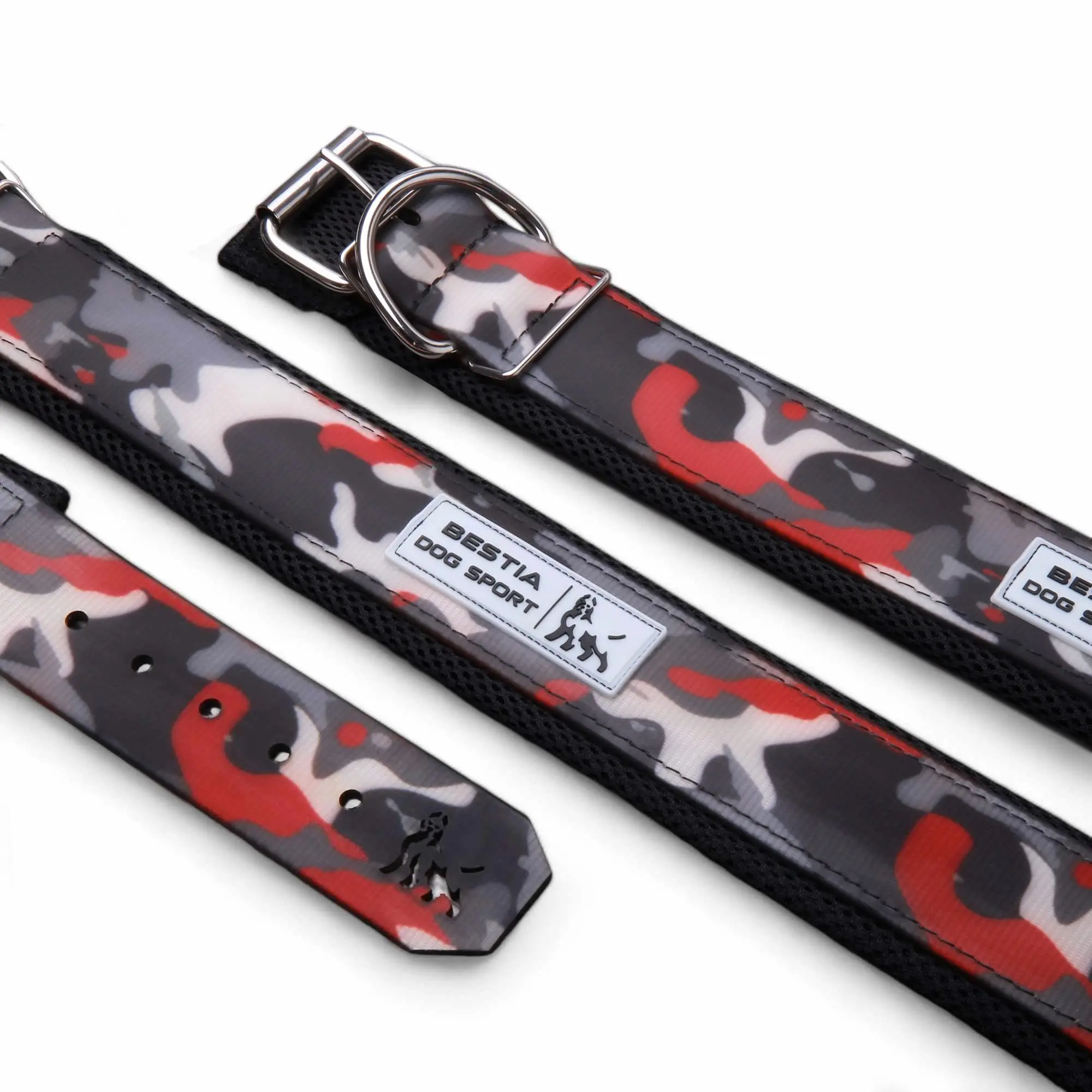 BESTIA Dog Training Collar, Red Camouflage Design, Steel Construction, Machine Washable Pet Collar, Collars, Ultra Heavy-Duty