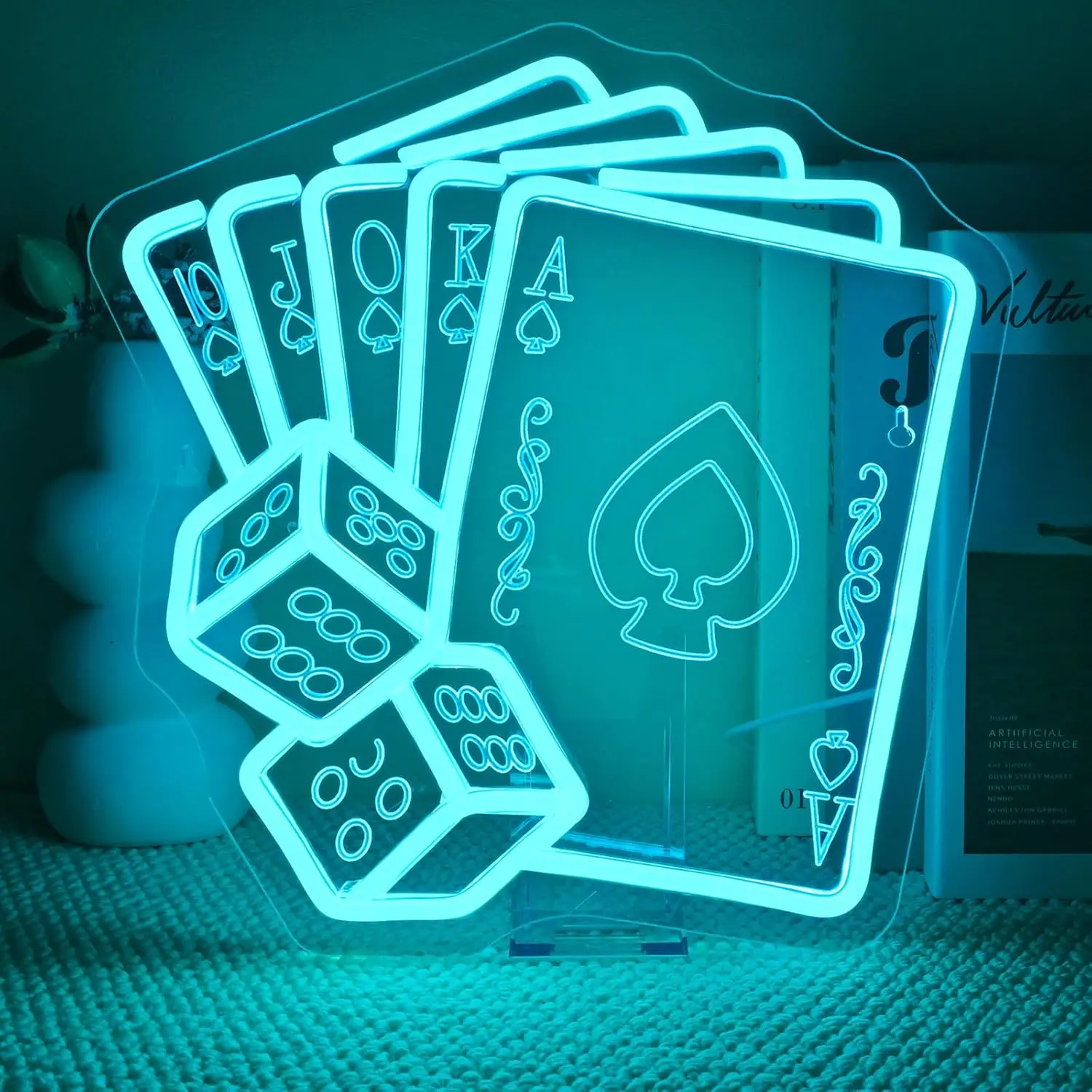 LED Poker Neon Sign - USB-Powered Dimmable Indoor Wall Decor, Man Cave Gadgets, Club Lights for Bars, Hotels, Room Decor & Gift for Men