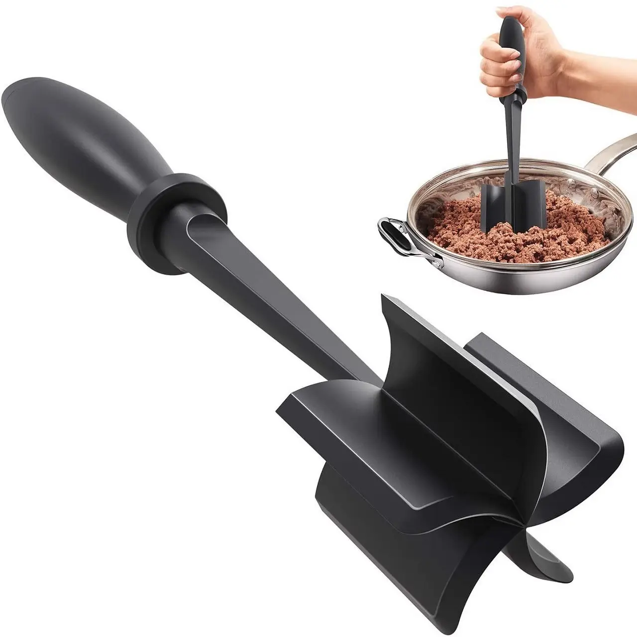 GJANSH Meat Chopper, Hamburger Grinder, Premium Heat Resistant Smasher for Ground Beef, Burger Grinder Nylon Potato Mix Tool, Meat & Poultry Tenderizers