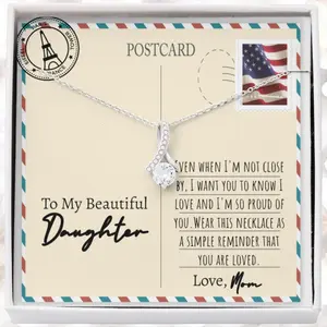 Long Distance Mother and Daughter, Beautiful Daughter Long Distance Necklace, Daughter Gift From Mother, Mother Daughter, Far Away Daughter, Necklace With Meaningful Message Card Inside