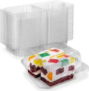 MT Products Square Disposable Clear Plastic Cake Slice Containers - 5" x 5" x 2.75" To Go Containers