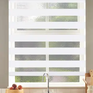 LUCKUP Cordless Zebra Blinds Roller Shades for Window Day and Night Blind Dual Layer Light Filtering Shade Light Control Room Darkening Horizontal Window Treatment