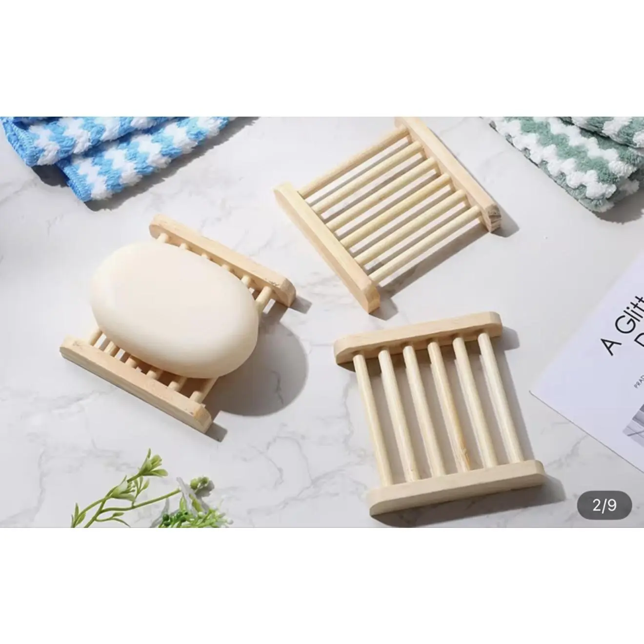 Bamboo Wood Soap Dish Self Draining Dishes for Bathroom Organization and Moisture Control