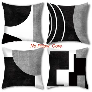 4pcs,   Abstract Themed Throw Pillow Covers, Black and White Series, Geometric Patchwork Black Design, Home Decor for Living Room Sofa and Bedroom, Suitable for Spring and all Seasons Decoration, 2D Flat, Single Sided Printing, No Pillow Core