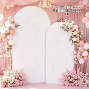 White Stretch Fabric Arch Cover, Multi Size Universal Half Round Arch Stand Sleeve for Wedding Arched Backdrop Birthday Party Background Decor