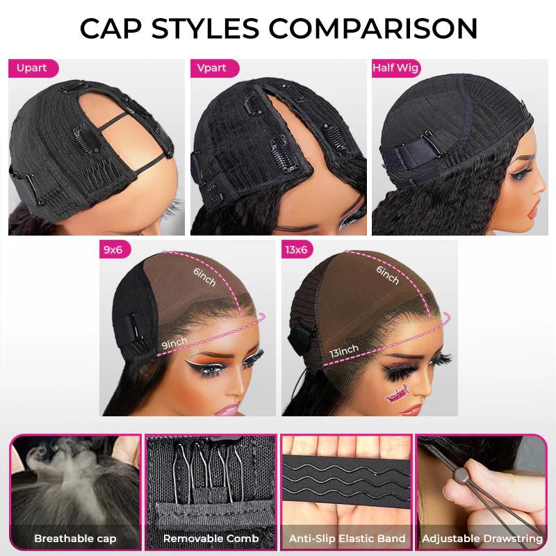 ISEE HAIR 250% Density Yaki Straight Pre-Styled Butterfly Cut Layer U/V Part Sew In Wig Natural Black Human Hair Wigs#SpringStatements