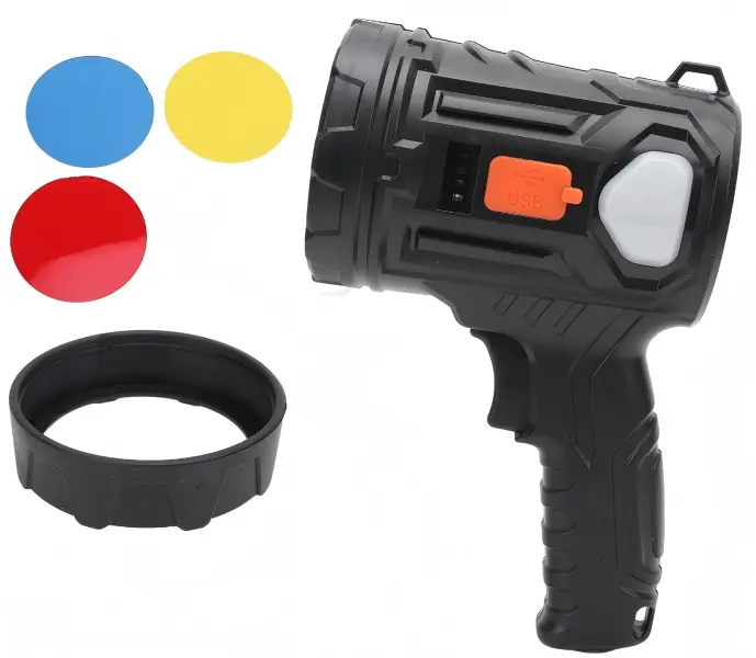 Rechargeable Solar High Lumen LED Spotlight - Handheld LED Flashlight with COB Side Light, 6 Mode Lights Outdoor Gadget for Camping/Fishing, Emergency Multi-Function Hand Tool Accessory