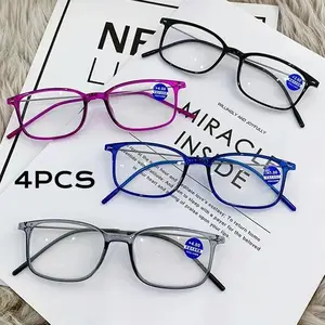 4PCS 2025 New Fashion Anti-Blue Light Reading Glasses Women Men Optical Computer Glasses Presbyopia +1.0+1.5+2.0+2.5+3.0+3.5+4.0