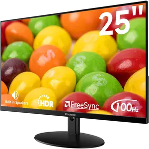 25 Inch Monitor with Ultra-Thin and 3-Side Frameless Panel, FHD 1080P 100Hz Gaming Monitor with Audio Output, Speakers, 1ms MPRT, 99% sRGB, Eye Care, HDMI, VGA, VESA