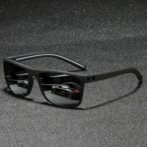 Men's Sporty Polarized Sunglasses, Beach Essentials, Uv Blocking Sunglasses, Trendy Casual Square Frame Tinted Lens Sunglasses for Everyday Use, Fashion Accessories for Outdoor Activities
