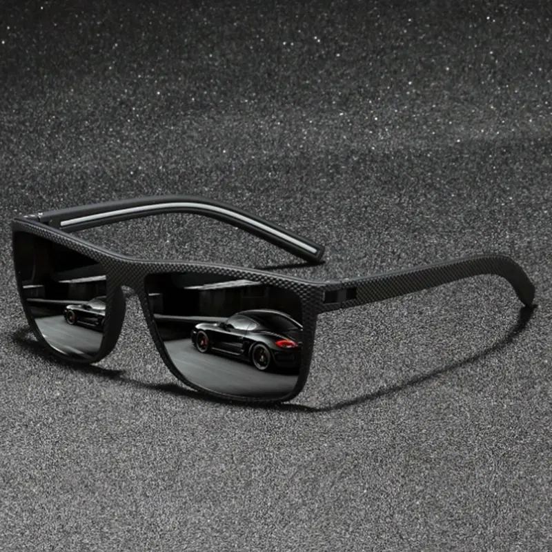 Men's Sporty Polarized Sunglasses, Beach Essentials, Uv Blocking Sunglasses, Trendy Casual Square Frame Tinted Lens Sunglasses for Everyday Use, Fashion Accessories for Outdoor Activities