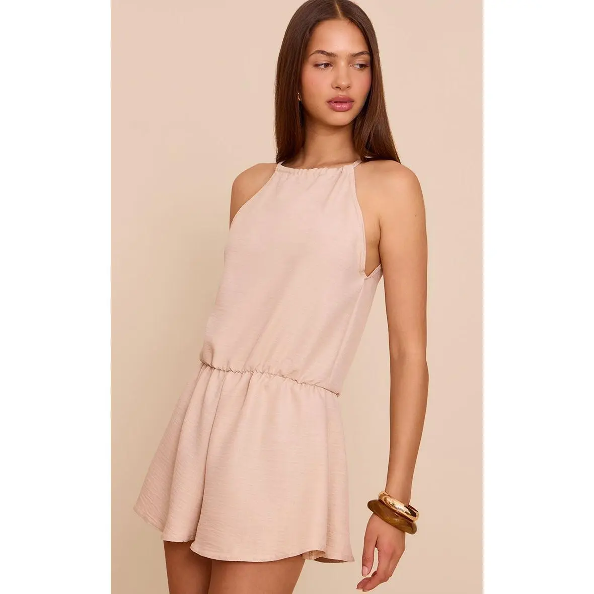 Textured High Neck Floaty Playsuit