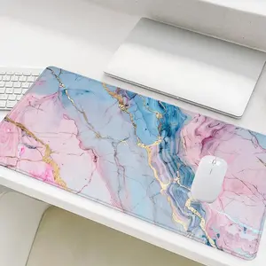Marble Pattern Mouse Pad, Rectangle Gaming Mouse Pad, Non-Slip Rubber Base Stitched Edge Desk Pad for Laptop Desktop, Office Desk Accessories, Gaming Desk Accessory, Computer Desk Mat