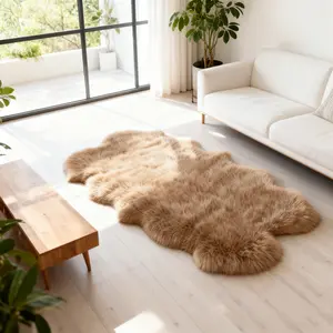 Luxury Faux Wool Rug, Soft Non-Slip, Low Allergenicity, Durable, Easy to Clean, Modern Style for Living Room & Bedroom, Shaggy Area Rug, Fluffy Bedroom Rug