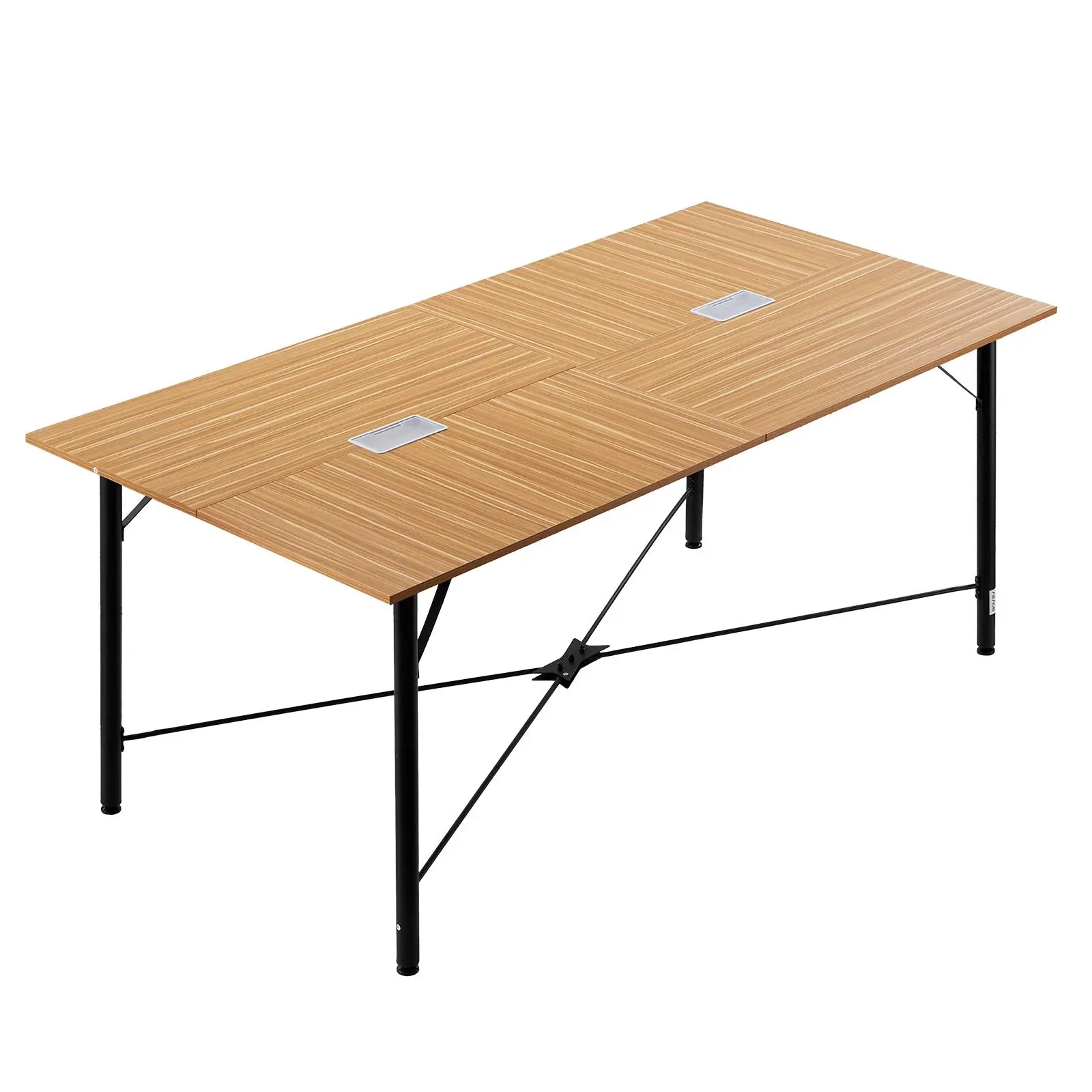 VEVOR Wood Grain Conference Table, 6 ft (70.87 x 35.43 in) Particleboard Office Desk, Sturdy Stable 150 lbs Capacity, Scratch-Proof Metal Legs, Easy Setup, Brown, for 6-8 People (Office, Boardroom)
