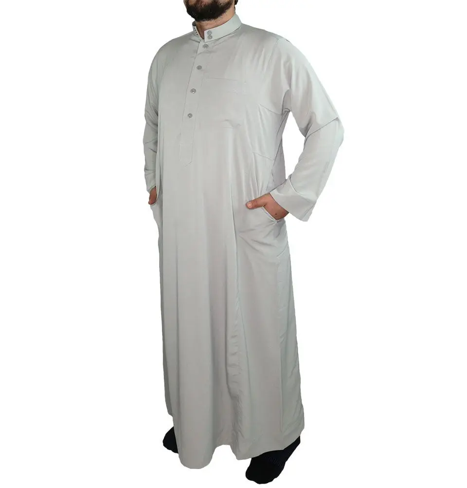 Men's Full Length Long Sleeve Islamic Thobe - Pistachio Beige