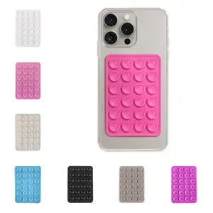 2PCS Silicone Suction Phone Case Adhesive Mount, Phone Card Holder Mount with Single Side Suction, Sillicon Adhesive Phone Accessory Fit Most Phone of Tiktok Videos and Selfies