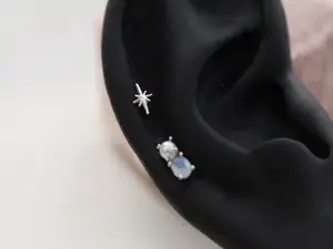 Tiny Northern Star Threadless Pushpin • Whimsigoth Cartilage Earring • Dainty Tragus Labret • Sparkly Conch Piercing • Gold Screwback Stud