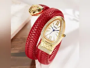 Snake Watch Fashion Quartz Watch Diamond Leather Strap