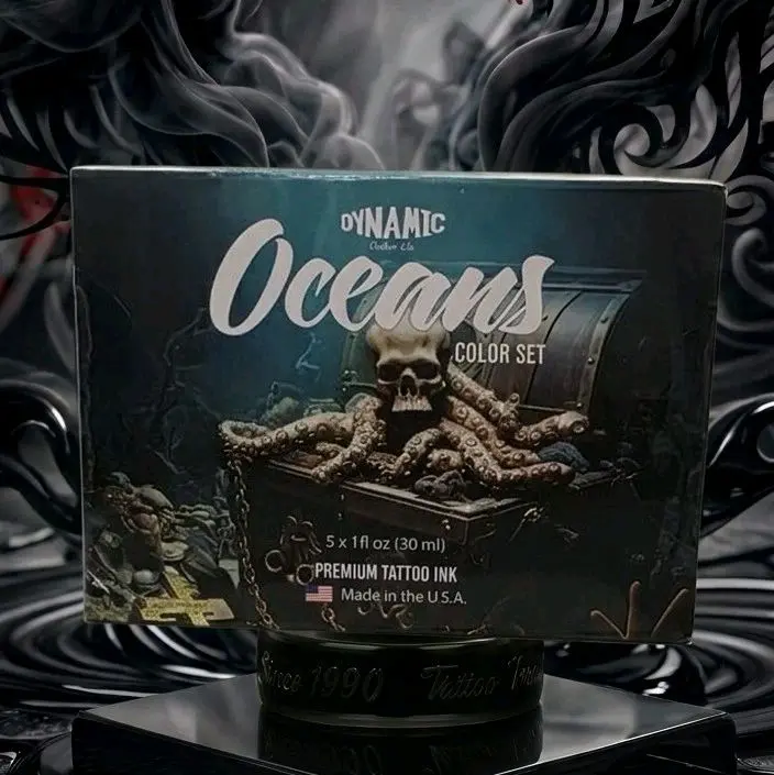Dynamic Oceans Tattoo Inks Set, 5-Pack of 1oz Bottles with Safe Ingredients, Vegan