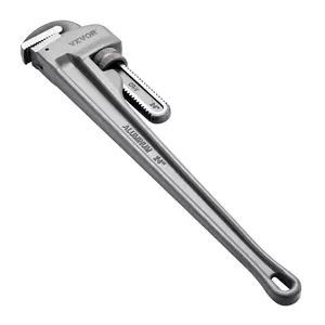 【Summervibes】VEVOR Pipe Wrench, 24" Aluminum Straight Pipe Wrench, Adjustable Plumbing Wrench, with High Strength Jaw and Ergonomic Handle, Easy to Carry, Hangable Design, for Water Pipes, Automotive Repairs