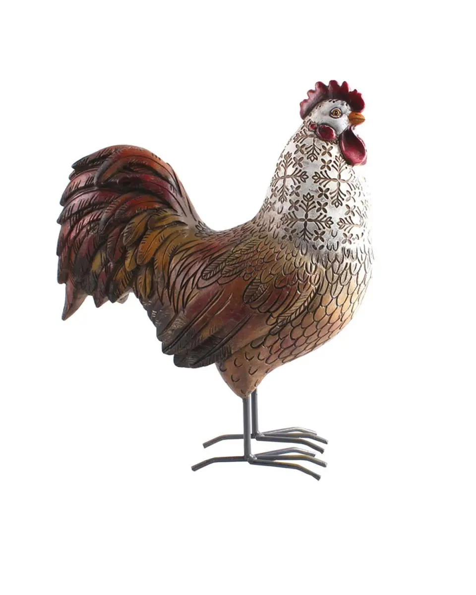 212 MAIN 10 in. Resin Delaware Rooster Floor Standing Ornament - Santa's Workshop Christmas Detailed Figurine, Festive Home Decoration, All Seasons Collectibles