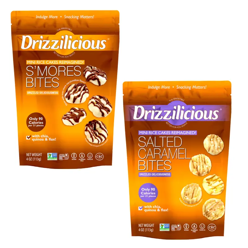 Mini Rice Cakes Duo Pack – Salted Caramel & S’mores – Vegan, Gluten-Free, Allergen-Free Snacks – (1 of Each, 4 oz Bags)