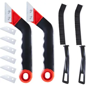 Grout  Kit - 2 Scrapers, 6  & 2 Cleaning Brushes for Tile Grout Cleaning, Grout Scraper Tool for Bathroom, Kitchen, Floor Tiles - Durable & Easy to Use