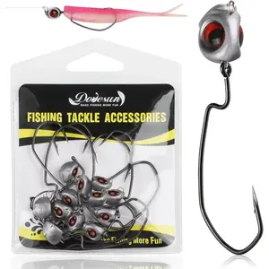 Swimbait Jig Head 12PCS Ned Rig Jig Heads Weedless Jig Heads with 3/0 Texas Rig Hooks for Bass Fishing 1/8 1/5 1/4 3/8oz 4 Sizes Mixed