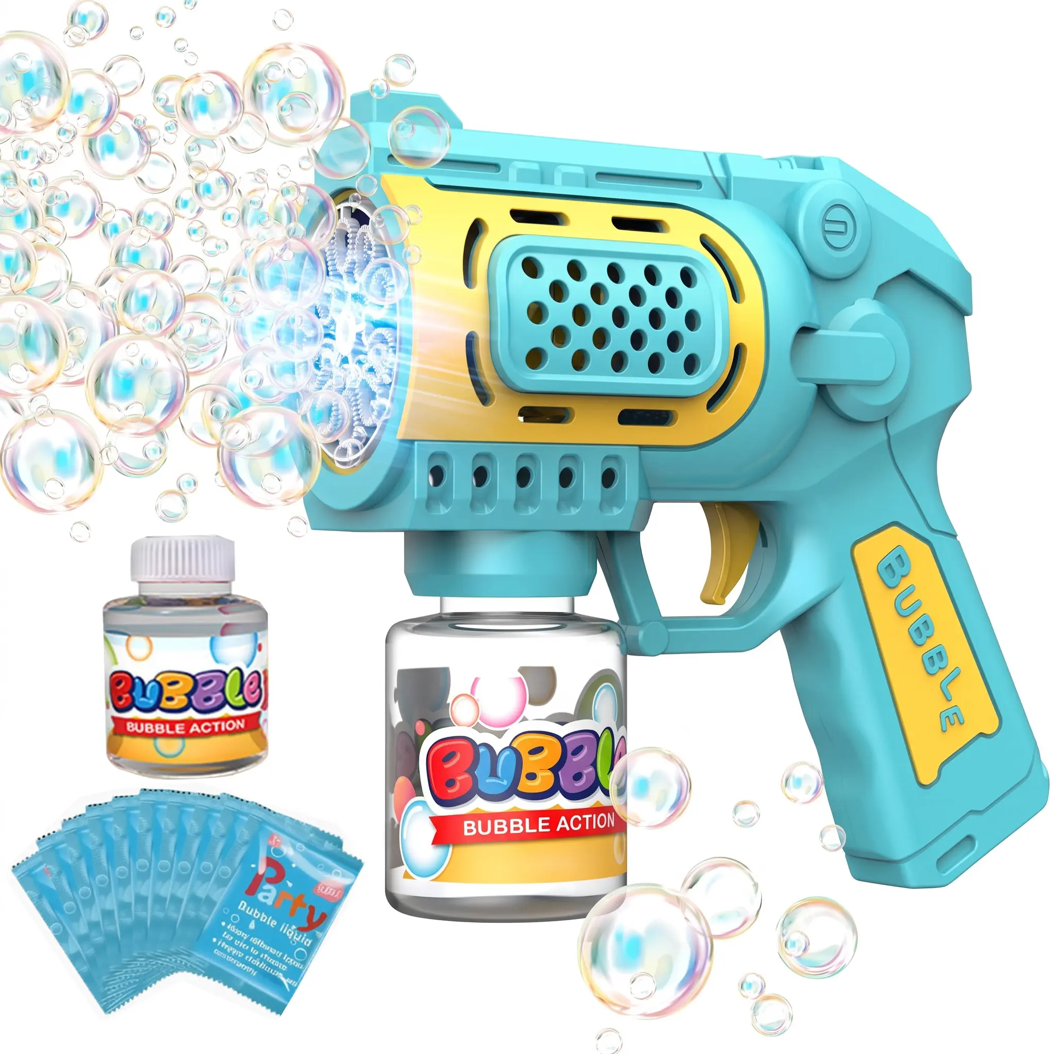 Handheld Bubble Blower Maker Gun - AAA Battery-Powered Kids Toy, 10000+ Bubbles, Multifunction with Colorful Lights, Children's Birthday Gift
