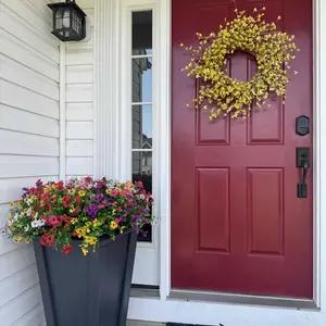 Artificial Flowers for Outdoor Indoor Garden Home Decoration, Faux Flower Daisy with Eucalyptus Leaves Fake Plants Greenery Boxwood Porch Patio, 12 Bundles (Mix Pink Red Purple Yellow)