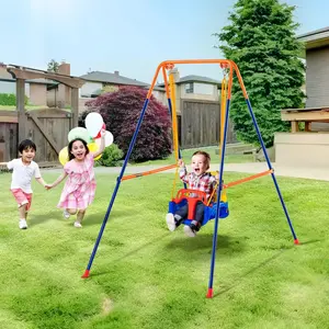 VEVOR Swing Sets for Backyard,  3-in-1 Toddler Swing Set with 4 Sandbags, Foldable Metal Stand, Easy to Assemble, Swingset Indoor/Outdoor for Kids 3-6 Years, Youth 6-10 Years and Teenagers 10+