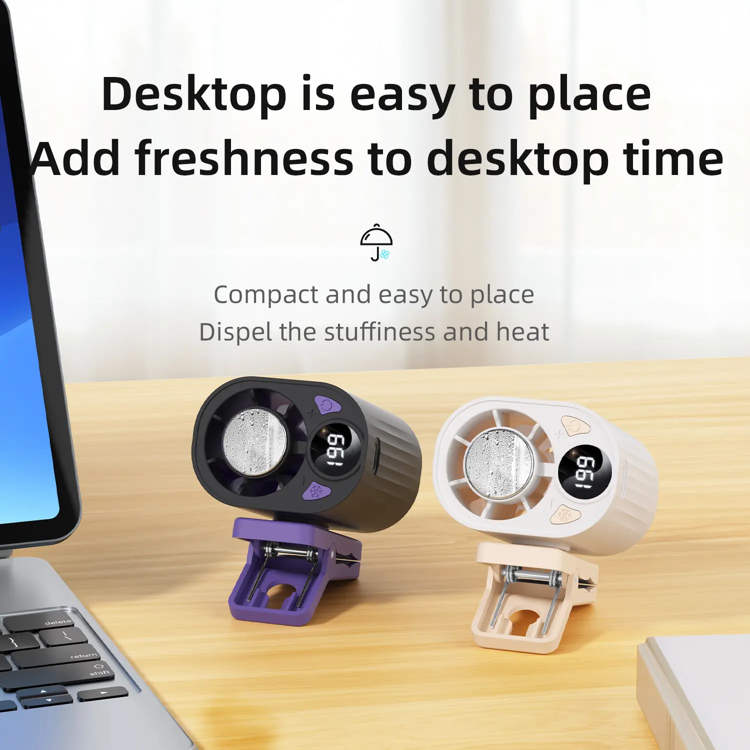 Clip-On Waist Portable Fan, USB Rechargeable Cordless Leafless Fan with Cool Touch Metal Panel, LED Digital Display, 199 Speed Levels, 360° Rotatable, Personal Handheld Fan for Outdoor Working, Stroller, Daily Use Battery Operated Fan Body Cooling Fan