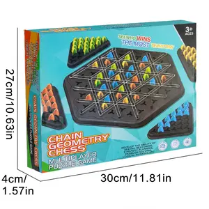 Chain Triangle Chess Battle Game - Viral TikTok Strategy Board Game for Family Night, Competitive Rubber Band Territory Game, Fun Logic Puzzle Toy for Kids & Adults (2-4 Players)