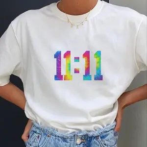 11:11 Angel Number T-Shirt – Spiritual Manifestation Tee, Oversized Unisex Shirt, Tie Dye Numbers, Good Vibes, Law of Attraction Top, Streetwear TikTok Trending Aesthetic