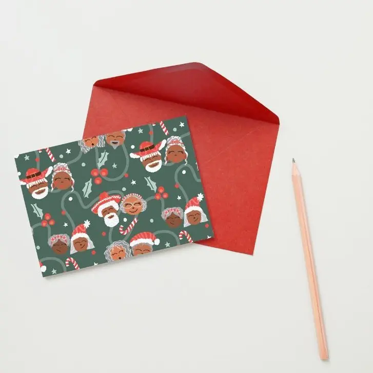 Holiday Swirl Latinx Greeting Card - Christmas Cards with 10 Envelopes - Premium Quality Cardstock - Perfect for All Your Christmas Greetings