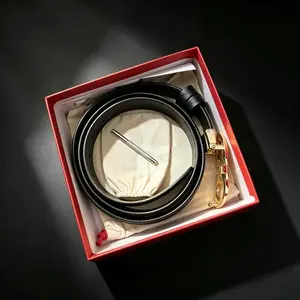 High Quality Men Leather Belt Double Color Buckle Options Luxury Gift Set Ideal Present For Anniversary Birthday Daily Office Use