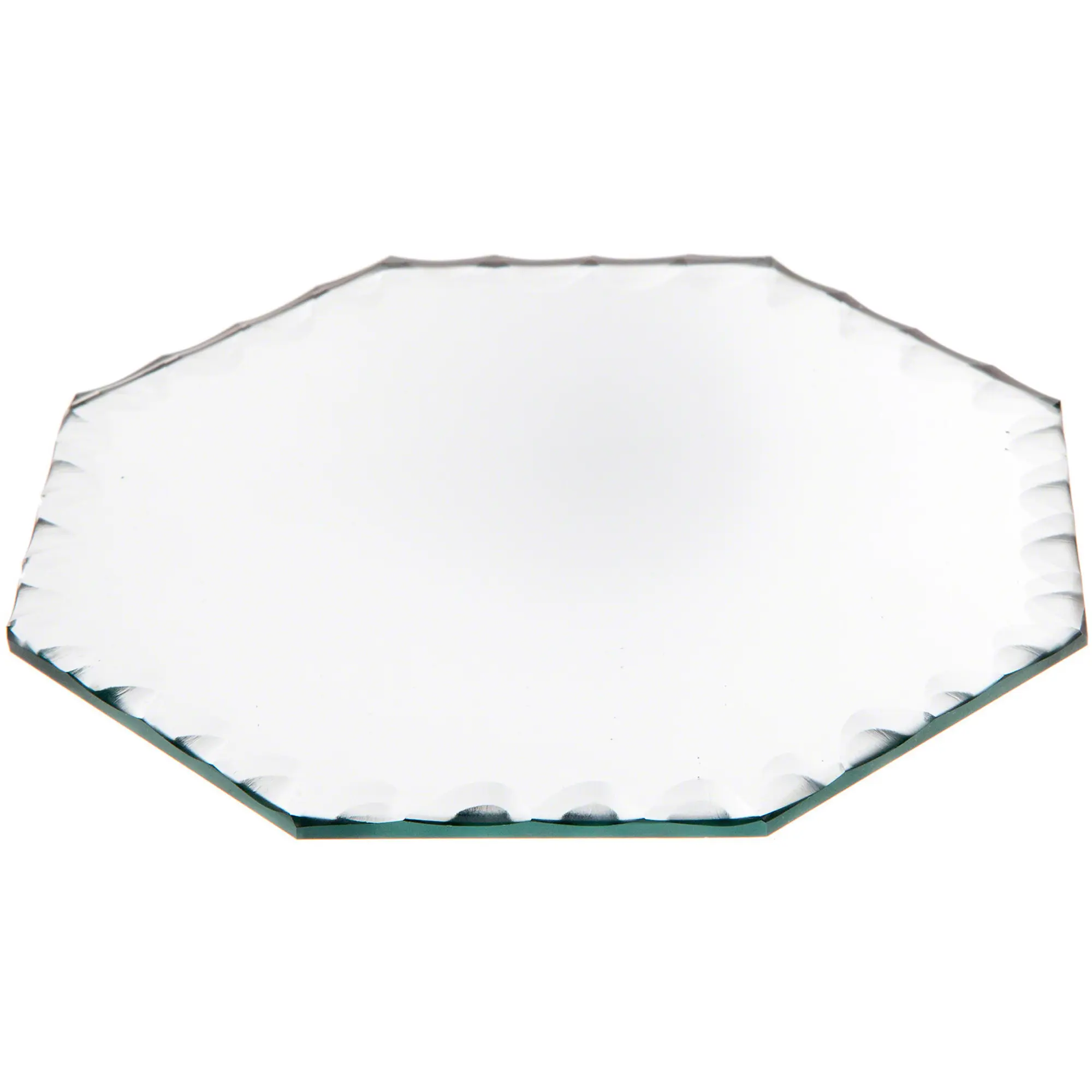 Plymor 5" Octagon, 3mm Thick Beveled Scalloped Glass Mirror