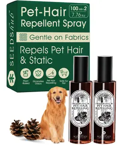 SEEDSHUB Pet-Hair Repellent Spray 2X200ml Gentle on Fabrics Repels Pet Hair & Static Plant-Based Odor Eliminator 3-in-1 Anti-Static Wrinkle Release & Pet Hair Defense WeeklyDeals