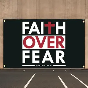 Faith Over Fear Bible Scripture Verse Christian Flag, UV Resistant Flag Banners