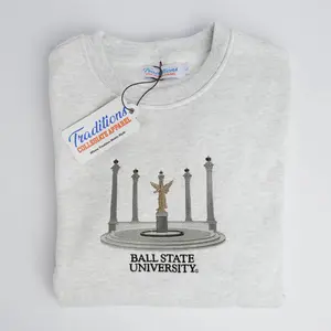 Ball State University Crewneck - Heather Grey, Embroidered Sweatshirt