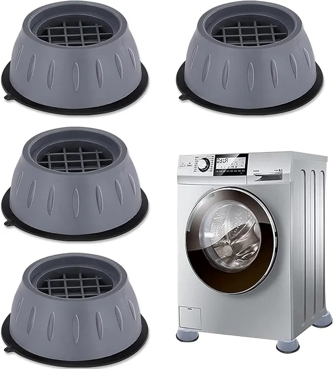 4PCS Shockproof Washing Machine Mat Universal Size, Anti Vibration Washing Machine Mats Support, Anti-Slip Rubber Feet Base Pads for Washing Machine and Dryer Vibration Stabilizer